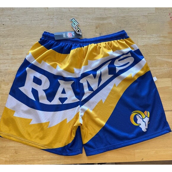 NFL Chalk Line Los Angeles Rams Saw Blade Retro Mesh Shorts Drawstring Med New - Picture 3 of 12